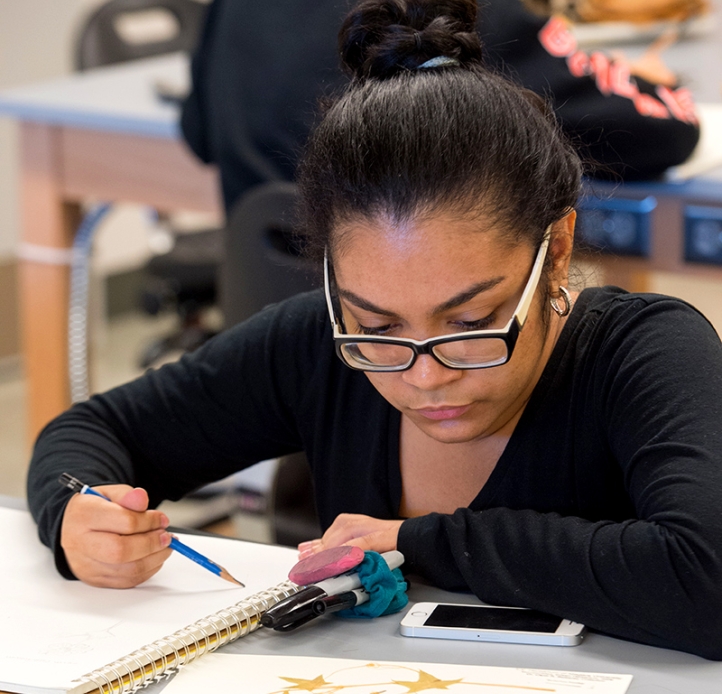Student in 2D design class