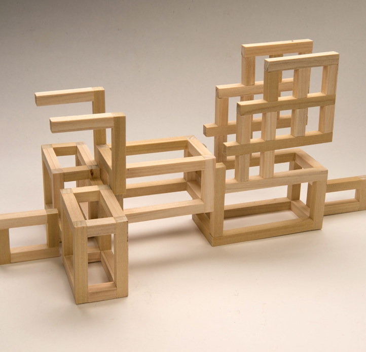 Geometric wooden sculpture