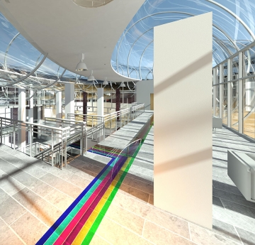 A glass enclosed interior
